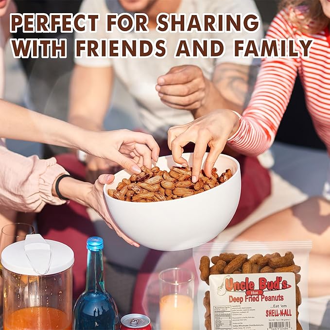 Uncle Bud's Deep Fried Peanuts In Shell (5 Pack) Peanuts Individual Packs: Salted Cajun Garlic Hot Old Bay Bacon BBQ Crunchy Flavored Peanut Variety Pack Spicy Peanuts Hot Peanuts In Shell