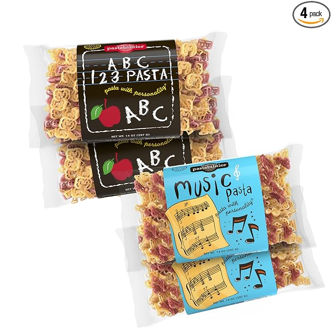 4 Pack: 2 ABC123 Pasta &amp 2 Music Pasta