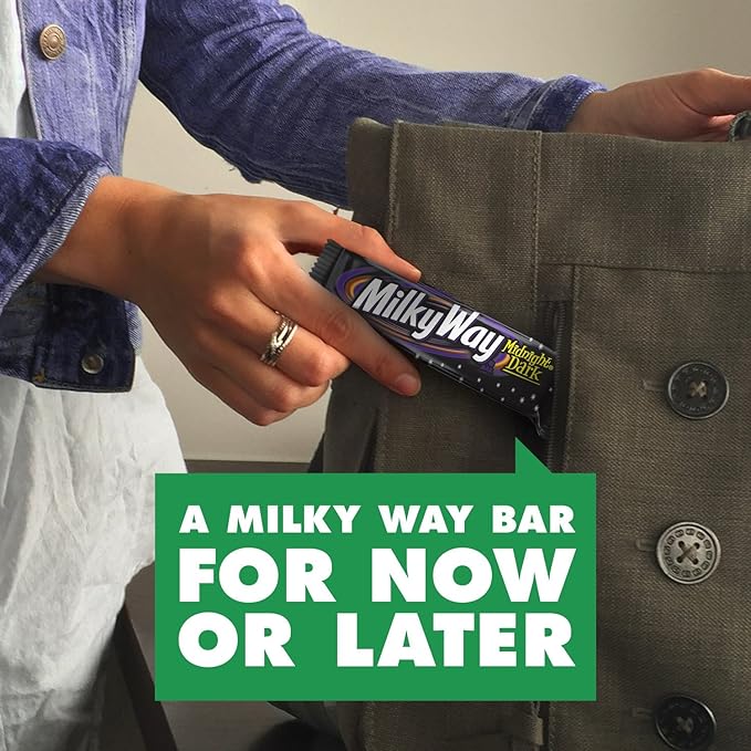 MILKY WAY Dark Chocolate Candy Bars Midnight Dark Full Size 1.76 oz (Pack of 24) Chocolate Bars Bulk