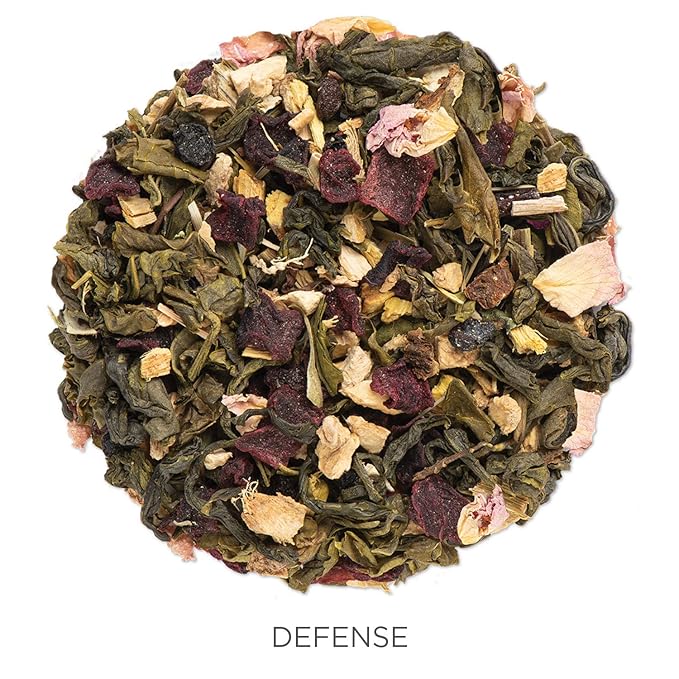 Tea Forte Defense Premium Loose Leaf Caffeinated Green Tea Blend Canister Makes 35-50 Cups