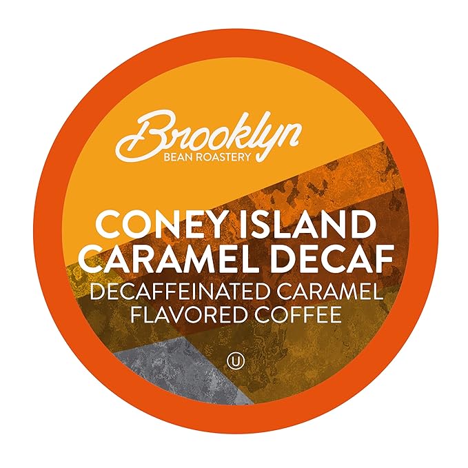 Brooklyn Beans Coffee Pods Coney Island Caramel Decaf - Compatible with Keurig K Cup Brewers Including 2.0 Machines 40 Count Creamy Caramel Flavor