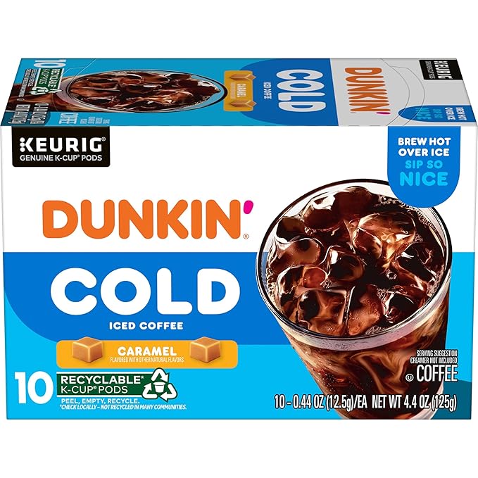 Dunkin' Cold Caramel Flavored Coffee 10 Keurig K-Cup Pods