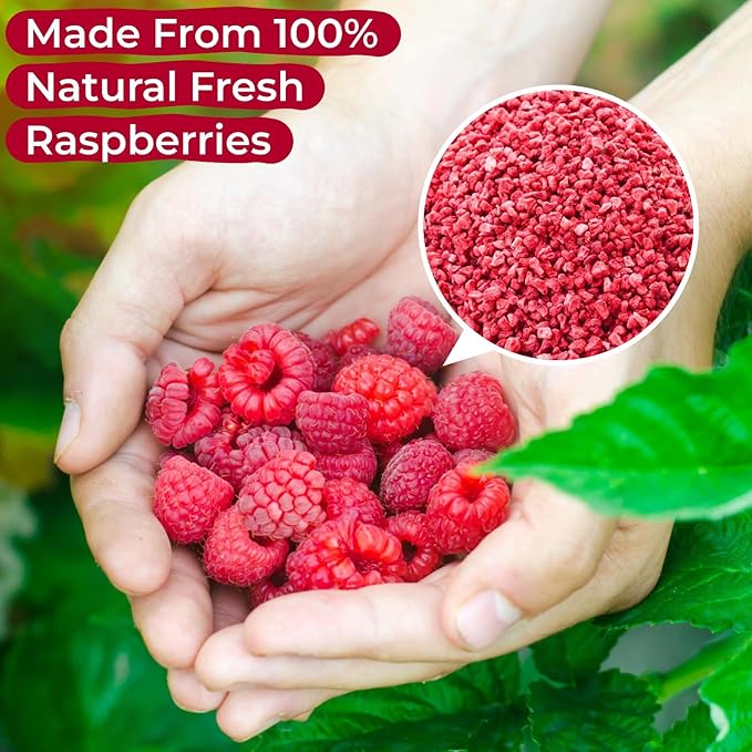 5oz Freeze Dried Raspberries Pieces – No Sugar Added 100% Real Crunchy Raspberries Natural Fruit Snack for Kids &amp Adults Non-GMO Healthy Topping for Yogurt Smoothies Cereal &amp Baking