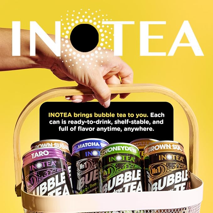 Inotea Bubble Tea with Tapioca Pearls - Delicious Instant Boba Tea - Ready-to-Drink Black Milk Tea - Comes in Large 16.6 oz Cans - Enjoy Real Boba Without the Long Lines - Banana - 12 pack