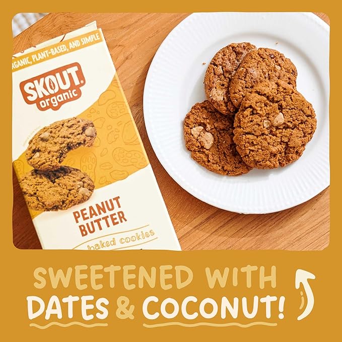 Skout Organic Peanut Butter Cookies (3 Pack) | Soft Baked Cookies | Plant-Based | Vegan | Gluten Dairy &amp Soy Free