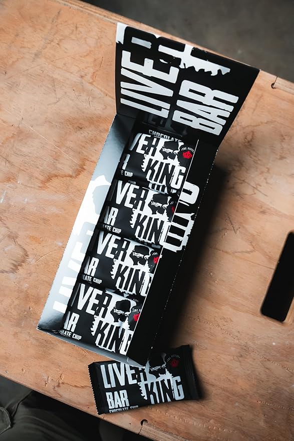 THE FITTEST Chocolate Chip Liver King Bar – High Protein Snack Bar with Beef Liver Collagen Creatine Electrolytes &amp Himalayan Salt – Animal-Based Protein Bar for Gym Paleo &amp Carnivore Fuel