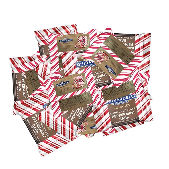 Ghrardlli Dark Chocolate Peppermint Bark Squares – Individually Wrapped Holiday Chocolates – Rich Dark Chocolate with Peppermint Crunch – 1 lb Bulk Pack (Approx. 22–26 Squares) – Perfect for Christmas