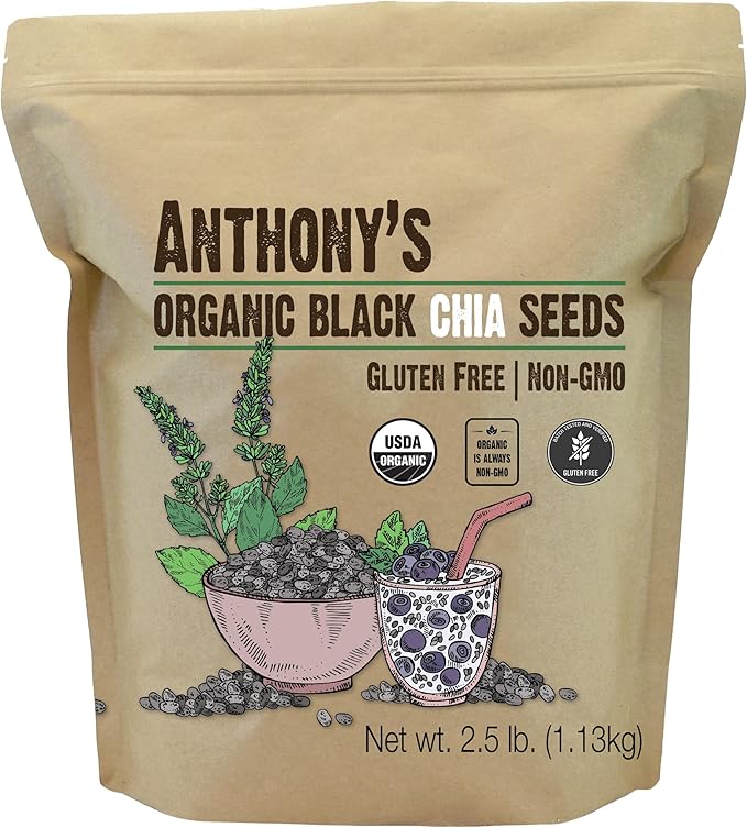 Anthony's Organic Chia Seeds 2.5 lb Gluten Free Vegan Keto Friendly