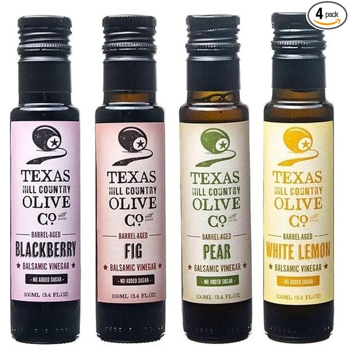 Balsamic Vinegar Combo Gift Set 4 Pack (100ml Each): Blackberry Fig Pear White Lemon