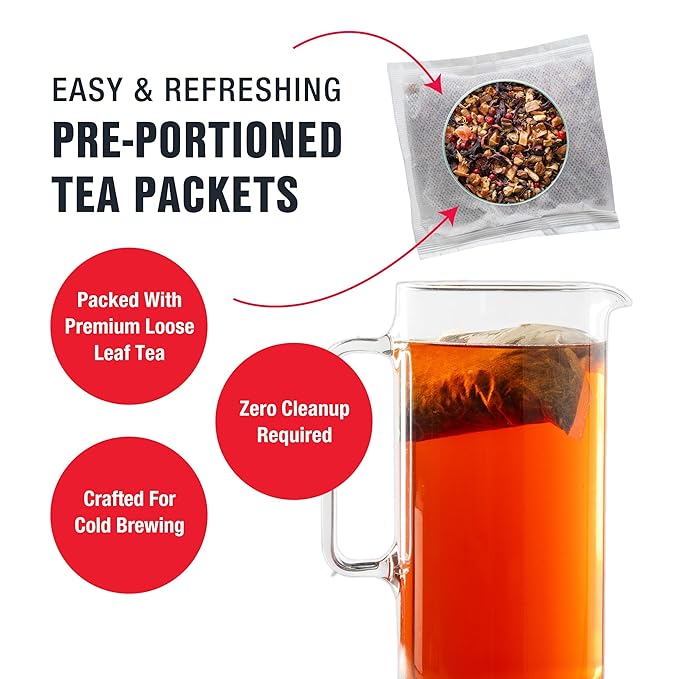 Tiesta Tea - Ginger Sweet Peach Cold Brew Tea Loose Leaf Spicy Peach Herbal Blend Premium Non-Caffeinated Iced Blend Cold Brew Packets Makes 64 oz of Pitcher Per Bag (Pack of 10)