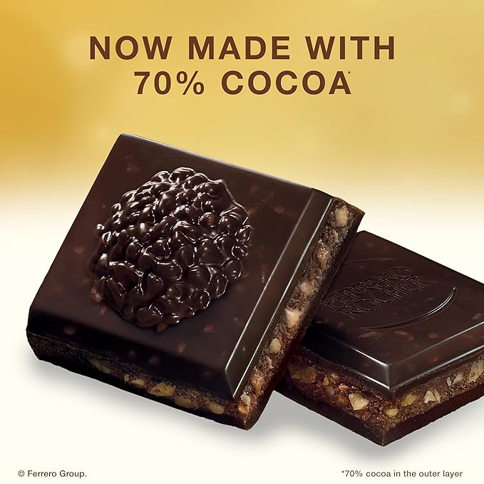 Ferrero Rocher premium chocolate bar Dark chocolate bar Hazelnuts and Cocoa Filling Perfect Self Treat 3.1 oz Each