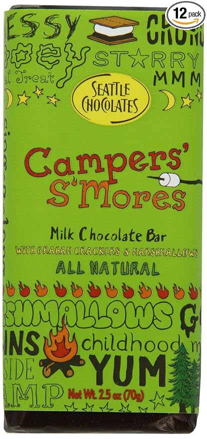 Seattle Chocolates Bar Campers' S'mores 2.5-Ounce (Pack of 12)