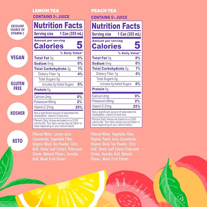 Swoon Sugar Free Iced Tea Classics Variety Pack - Zero Sugar Drinks in Lemon Raspberry Peach Half &amp Half Flavours - Low Carb Paleo-Friendly Gluten-Free Keto Iced Tea - 12 fl.oz (Pack of 12)