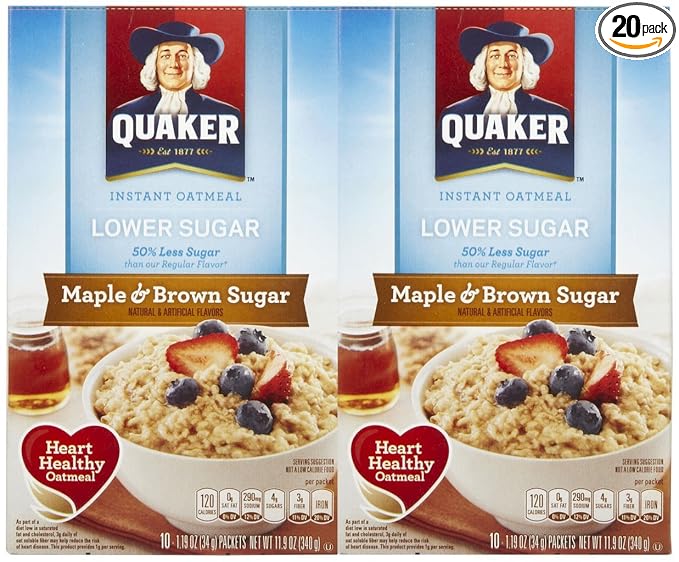 Quaker Oatmeal Instant Oatmeal Maple &amp Brown Sugar Lower Sugar -