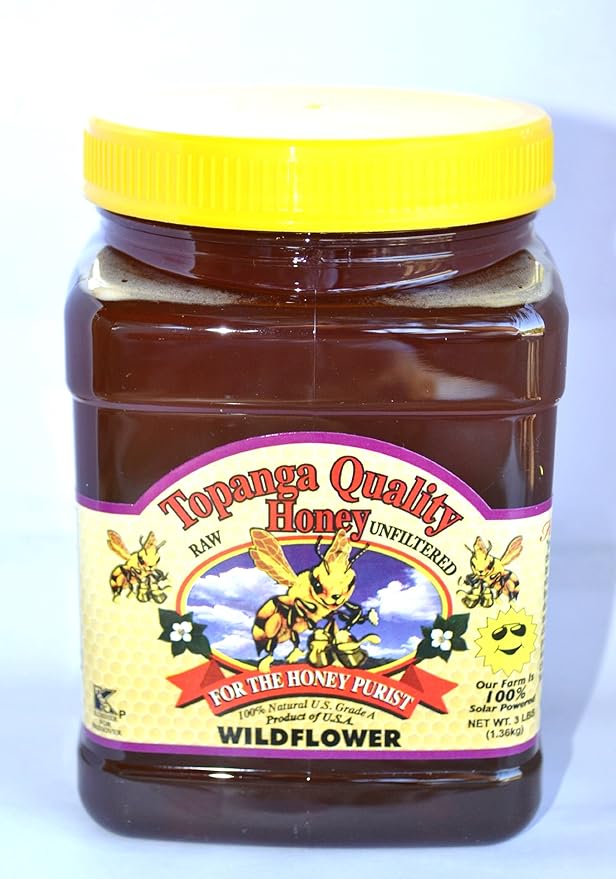 3lbs Topanga Quality Honey (Wildflower Floral Source) Raw Unfiltered Unpasturized All Natural Kosher