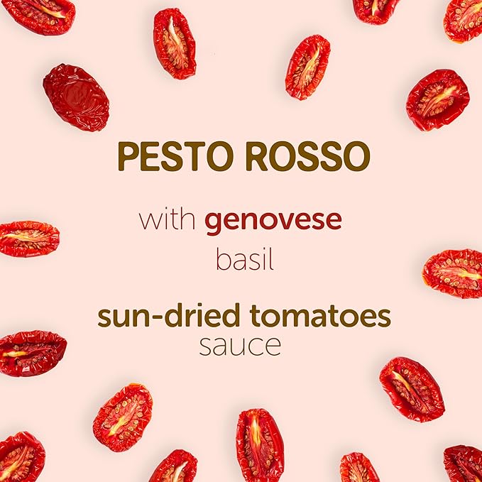 Authentic Italian Imported Sun-Dried Tomato Red Pesto Sauce - All-Natural Creamy Gourmet Spread - Made with Basil Extra Virgin Olive Oil &amp Herbs - 180g Jar