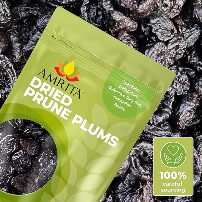 Amrita Dried Plums Pitted Prunes 4 lb | Gluten-Free Snack | Dried Prune Plums Packed Fresh in Resealable Bags | Vegan non-GMO Allergen Friendly Healthy Snacks | Healthy Sweet Treat | No Added Sugar