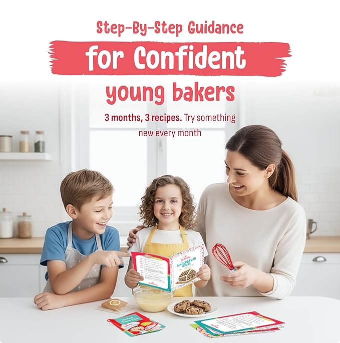 Baketivity 3-Month Baking Subscription Kit for Kids – Pre-Measured Ingredients Step-by-Step Recipes Bake-Along Videos and Hands-On Learning – Fun Gift for Boys &amp Girls