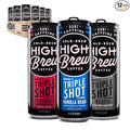 High Brew Coffee | Triple Shot Cold Brew Variety Pack – Vanilla Bean Black &amp Espresso | Lightly Sweetened Iced Coffee with Pure Cane Sugar 225mg Natural Caffeine Low-Acid Ready-to-Drink (8 oz