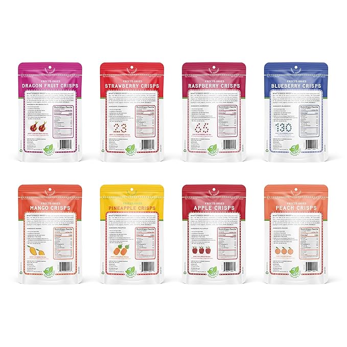 Nature’s Turn Freeze-Dried Fruit Crisps –Healthy Gluten-FreeCrispy &amp DeliciousPlant-Based Snack Ideal for Cereal Smoothies School Lunches &amp On-the-Go Superfruit Variety Bags of 8(1.2 o