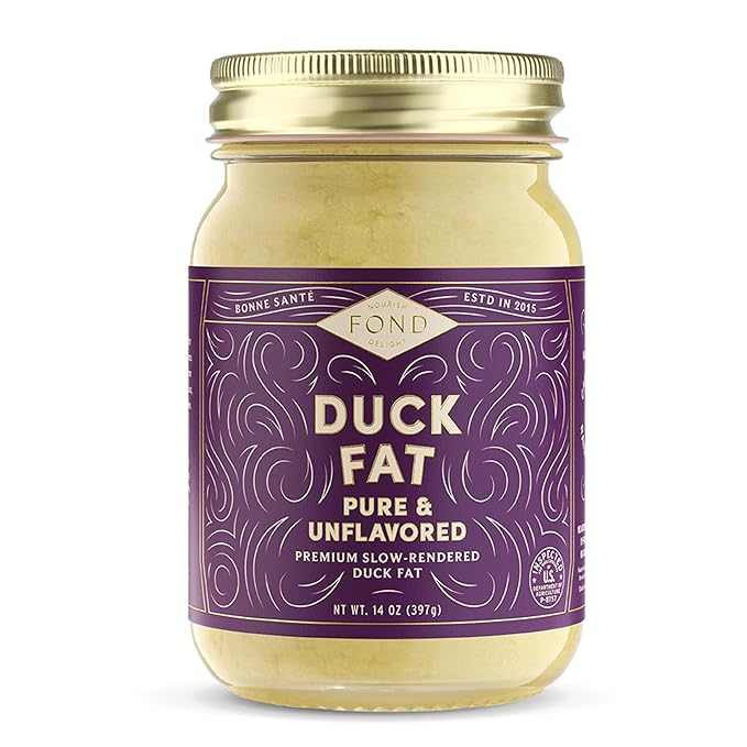 FOND Regenerative Pure Duck Fat for Cooking - 14oz Pure &amp Unflavored Rendered Duck Fat High Smoke Point Oil for Searing Roasting Sautéing - Keto &amp Paleo Friendly Neutral Buttery Flavor &am