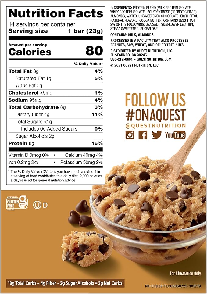 Quest Nutrition Mini Protein Bars Bundle Chocolate Chip Cookie Dough and Cookies &amp Cream High Protein Low Carb Keto Friendly 14 Count Each