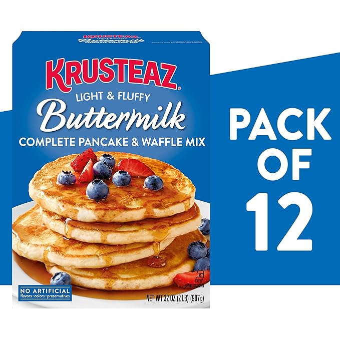 Krusteaz Light Fluffy Pancake Mix No Artificial Flavors Colors or Preservatives Buttermilk 32 Ounce (Pack of 12)