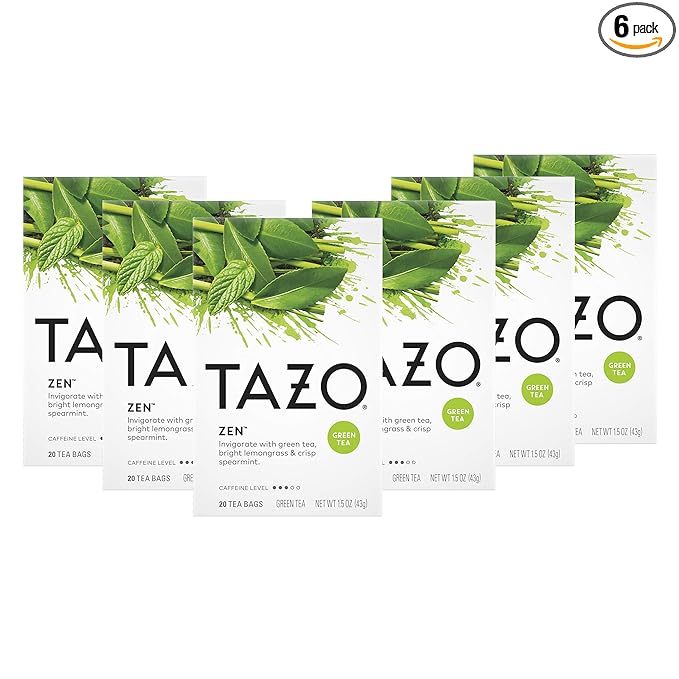 TAZO Tea Bags Green Tea Zen 20 Count (Pack of 6)