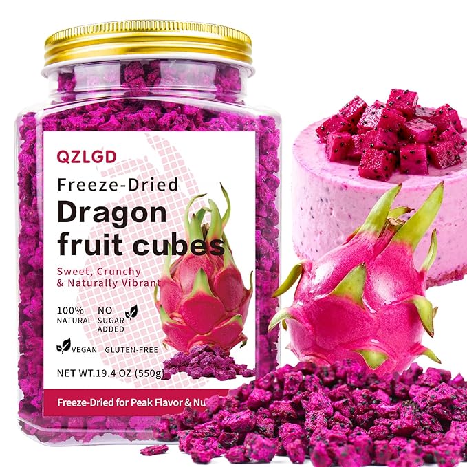 QZLGD Freeze-Dried Dragon Fruit 19.40Z/550g Freeze-Dried Fruit Dragon Frui-t Snacks No Sugar Added for Drink Baking Breakfast Cereal