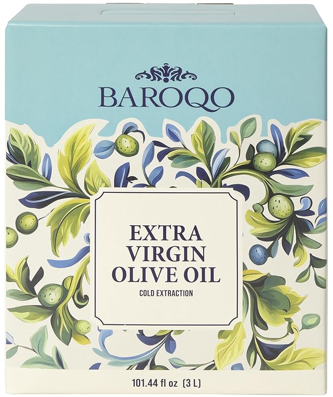 Baroqo Mediterranean Olive Oil Extra Virgin Olive Oil 3L Bag in Box Cold Pressed Extra virgin Olive Oil Bulk from Greece Koroneiki Olives Robust Fruity Flavor Fresh EVOO Ideal for Cooking and Salads