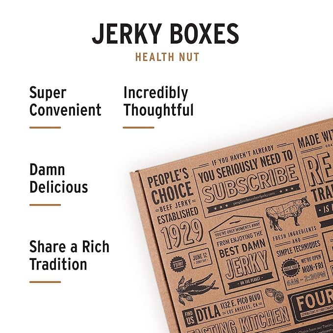 People’s Choice Beef Jerky – Box – Health Nut – Keto-Friendly Sugar Free – High Protein Low Carb Meat Snack Sampler – Made in USA – 6 Item Collection