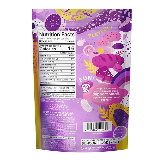 Suncore Foods Lilac Taro Yam Powder Light Purple Food Coloring Powder Gluten-Free Non-GMO 5oz 1 Pack
