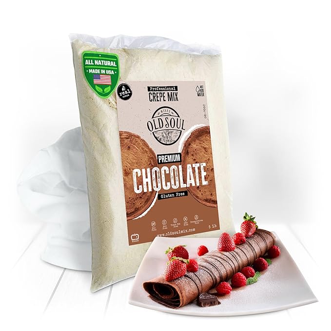 OldSoul Professional Crepe Mix | Chocolate Flavour | Dough Mix | 5 Lbs | 36 Crepes (5 Lbs Gluten Free)