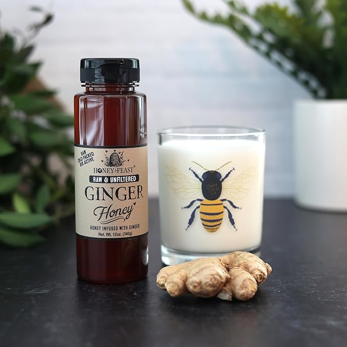 HONEY FEAST Tea Lovers Trio Gift Set – Includes 12oz Ginger Lemon and Organic Lavender Honey – Perfect for Tea Gourmet Recipes and Gift Giving