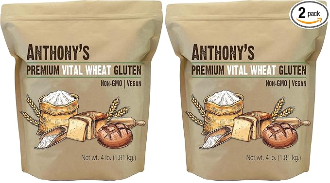 Anthony's Vital Wheat Gluten 4 lb Vegan Non GMO Keto Friendly Low Carb (Pack of 2)