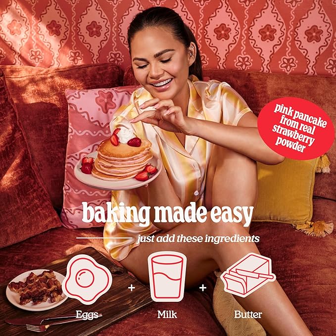 Cravings by Chrissy Teigen Gluten Free Pancake and Waffle Mix Strawberry Mochi Pancakes &amp Waffles Add Eggs Milk &amp Oil Makes 18 Pancakes (Pack of 3)