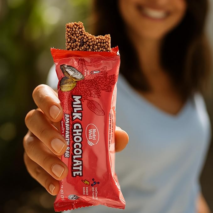 Nutriwell Belgian Milk Chocolate Bar with Amaranth &amp Ancho Chile Pepper – Smoky Taste Mexican Chocolate Ancient Superfood Grain Crunchy Texture (12 Count)