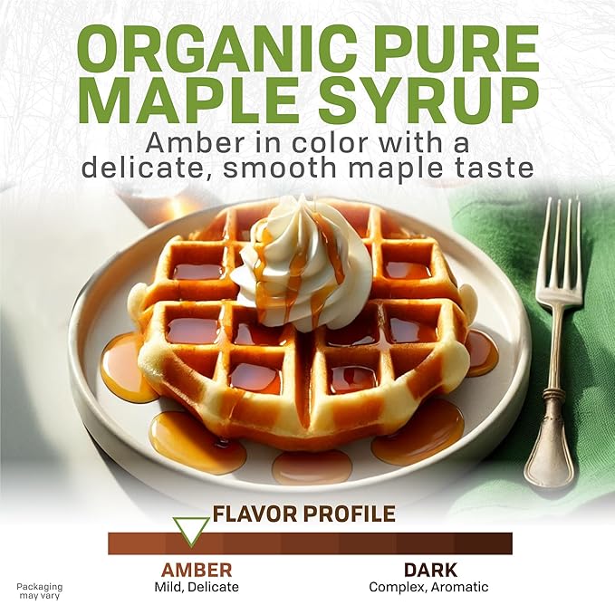 Maple Valley Organic Pure Maple Syrup Amber &amp Rich Better Than Pancake Syrup Use for Coffee or All-Natural Sugar Substitute in Cooking and Baking (16oz Glass Bottle)