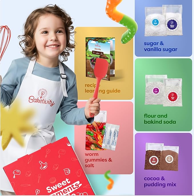 BAKETIVITY Dirt Pie Kids Baking Kit | Delicious Chocolate Cake Kids Baking Set for Girls &amp Boys | Baking Set for Kids with Pre-Measured Ingredients | Perfect Family Gifts for Cooking Lovers Ages 6