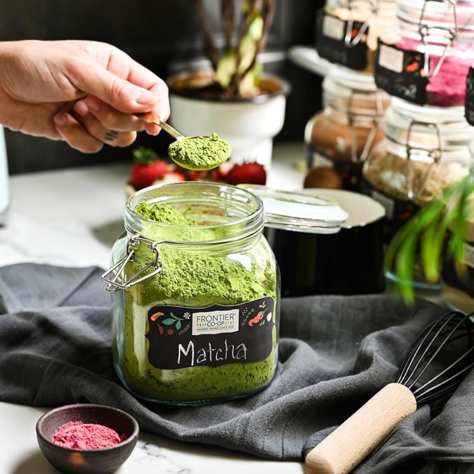 Frontier Co-op Organic Japanese Matcha Green Tea Powder 1-Pound Bulk Heavy Body with Vegetal Flavor Kosher Non Irradiated