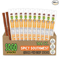 Spicy Habanero Tex-Mex Sogo Snacks 100% Grass Fed Beef Sticks. No Sugar Nitrates Nuts MSG. Non-GMO. Gluten Free Beef Jerky. Soy Free Dairy Free Snacks. Paleo &amp Keto Snack (Tex-Mex 144 Cnt)