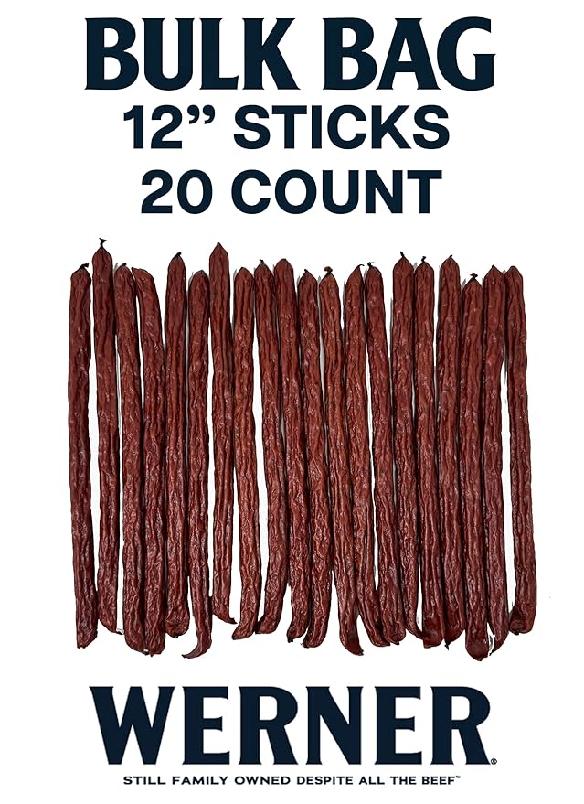 Werner Pepper Meat Sticks - 20 Pack Bulk Meat Sticks - 18 Oz Big 12 Sticks