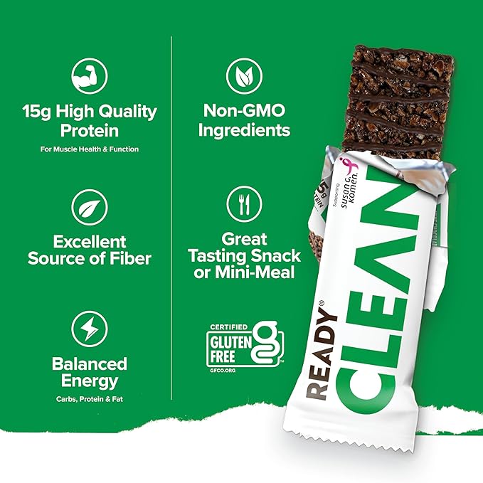 Ready® Protein Bars - High-Protein Snack with 15g Whey Protein All-Natural Ingredients Supports Lean Muscle and Recovery - Mint Chocolate Chip Bundle (15-Pack)