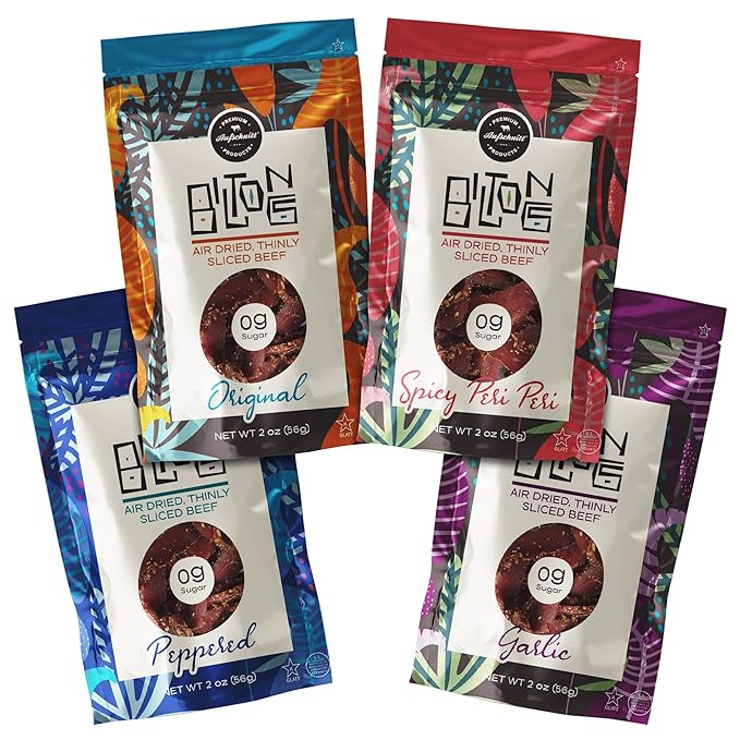 Aufschnitt Biltong Beef Jerky Slices South African Style Beef - Air Dried No Sugar All Natural Ingredients Gluten Free Made in USA Variety 2oz 3 Pack