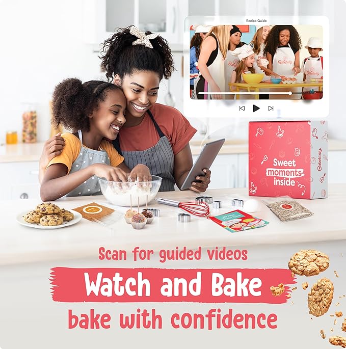 Baketivity 6-Month Baking Subscription Kit for Kids – Pre-Measured Ingredients Step-by-Step Recipes Bake-Along Videos and Hands-On Learning – Fun Gift for Boys &amp Girls
