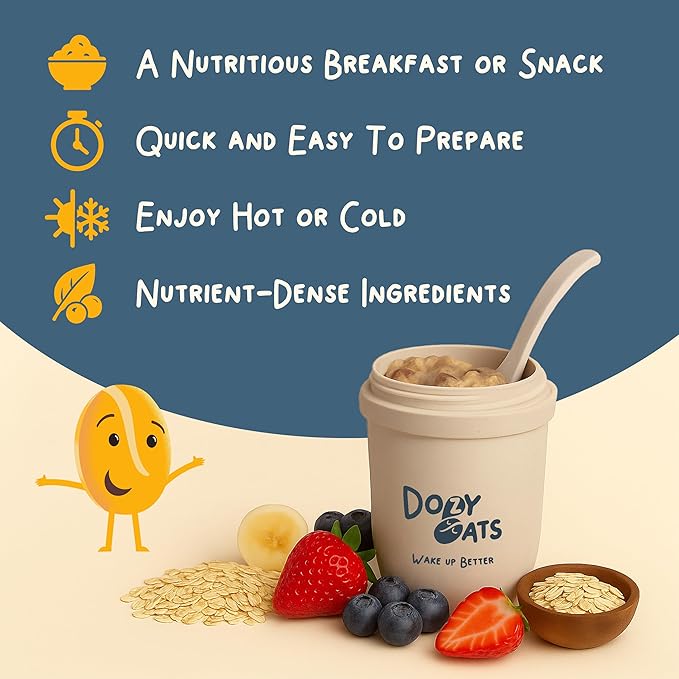 Dozy Oats Overnight Oatmeal Packets Custom Box Pick-Your-Own Flavors with Rolled Oats Chia Seeds Date Powder and Dried Fruit. Gluten-Free Natural Source of Protein and Fiber 15-Pack