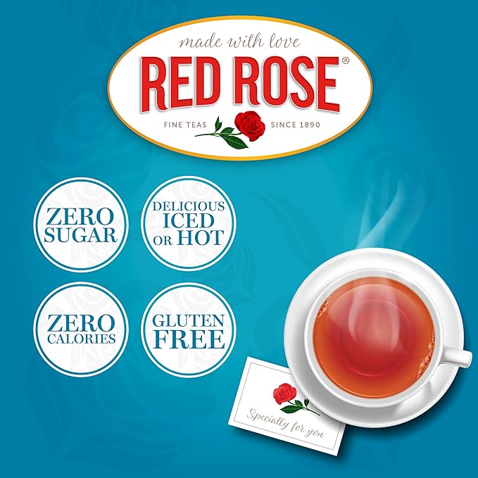 Red Rose English Breakfast Tea Specially Blended Strong Robust Black Tea with 50 Individually Wrapped Tea Bags Per Box (Pack of 6) Contains Caffeine Brew Hot Full Flavored Black Tea in the English Tra