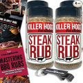 Killer Hogs Steak Rub Premium BBQ Barbecue Spice Seasoning 4 pk (44 oz) + Guide &amp Bottle Opener (6 Items)!