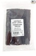 Werner Tender Strips Teriyaki Beef Jerky - Pack of 25 Jerky Strips - Made in the USA