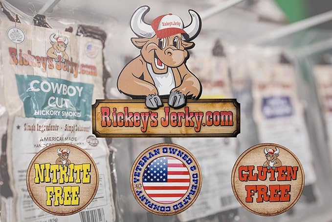 Rickey's Jerky Bison Jerky 100% Made From Solid Strips of meat Exotic Wild Game Jerky All Natural Meat High Protein snack Keto Friendly Gluten Free Simple Ingredients exotic wild game jerky m